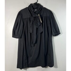 Womens Bitten Sarah Jessica Parker Tie Neck Tunic Top Mini Dress Black XL NWT